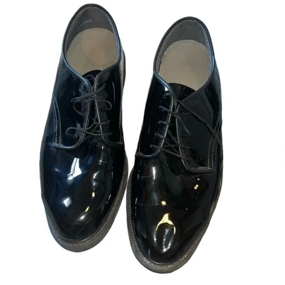 Men’s Black Patent Leather Uniform Oxford Shoes Size 12 Vibram